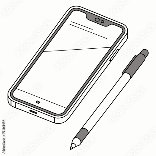 A sleek smartphone with a stylus, , showcasing modern technology and creative possibilities for digital artists and mobile productivity
