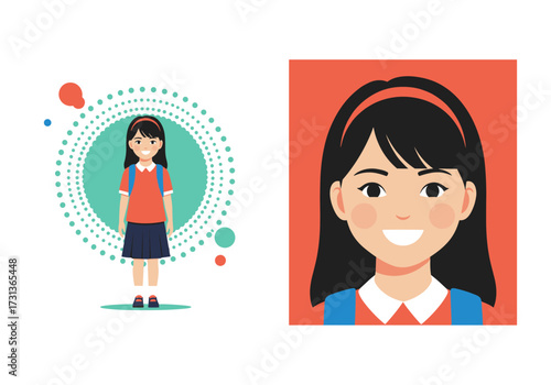 A young student with a backpack ready for her studies and adventures.