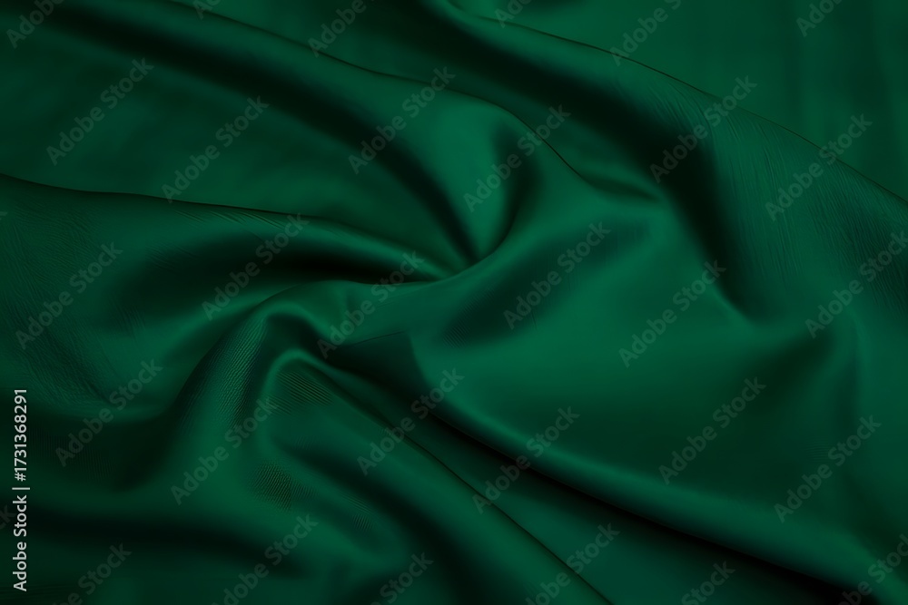 Fototapeta premium Dark Green Silk Fabric Draped Texture 
