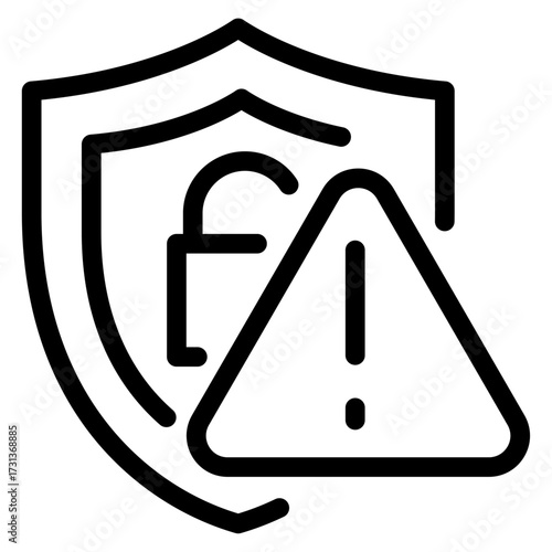 Shield alert vector icon — warning security shield for cyber threat detection
