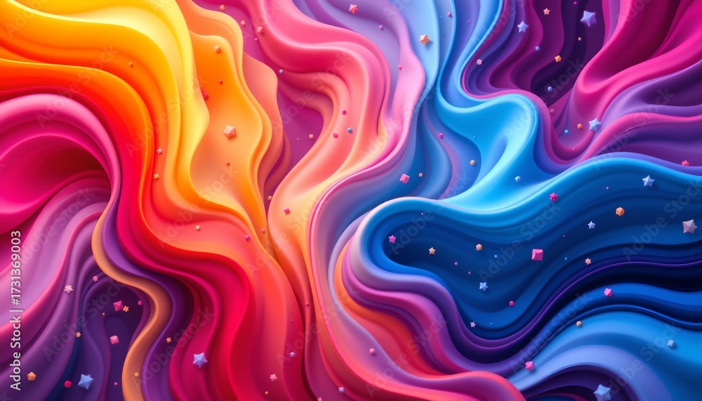 Fototapeta premium This is a digital illustration featuring vibrant, swirling colors that evoke a sense of motion and energy
