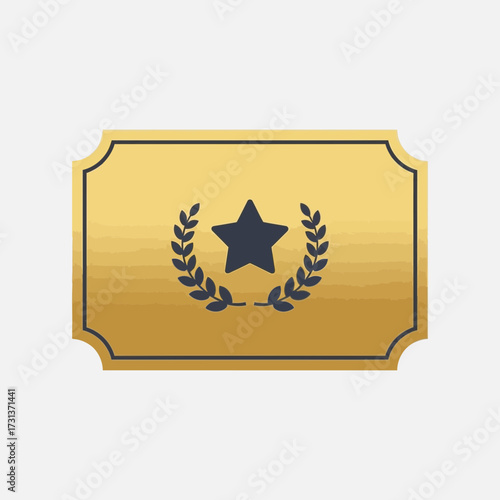 Golden award plaque with star and laurel wreath design.
