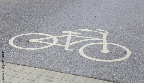 Symbols of bicycle parking signs or bicycle routes.