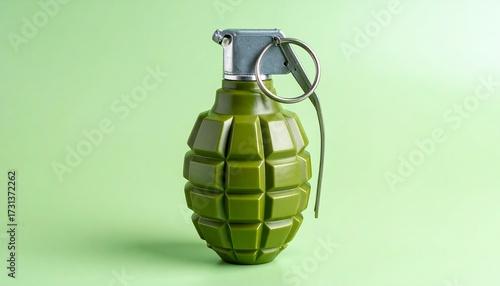 Green grenade on mint background
