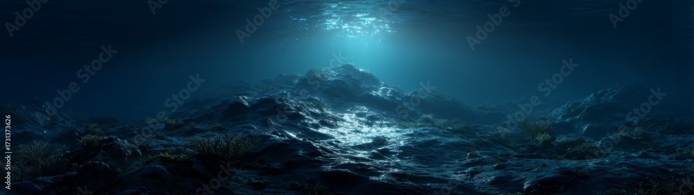 © HDR Image Creator - Underwater hdr panorama of ocean waves deep sea night environment serene concept