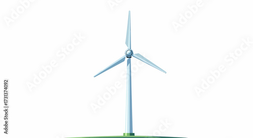 Wind Turbine Generating Clean Renewable Energy - Illustration of Sustainable Power Source and Green Technology for a Better Future