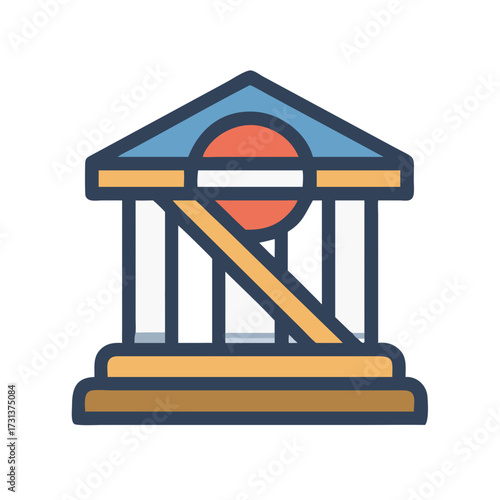 Minimalistic flat icon of a stylized ancient building