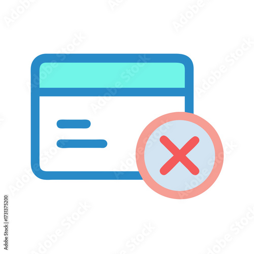 Declined credit card payment notification icon on black background