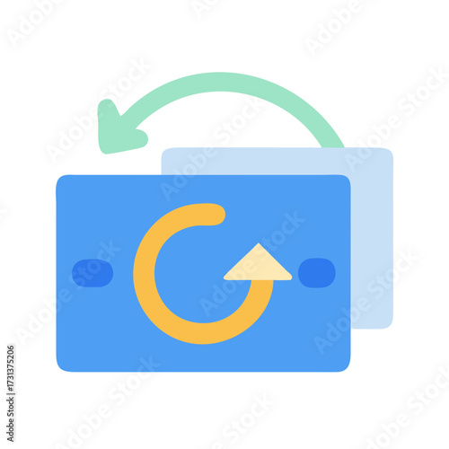 Visual of data transfer or synchronization with card elements