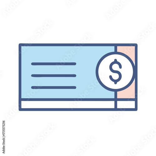 Flat design illustration of a check with dollar symbol