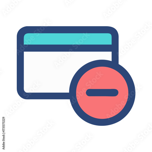 Credit card removal vector icon for online safety concept