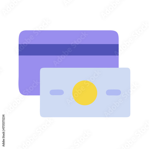 Flat vector credit card and cash illustration isolated