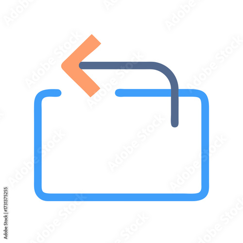 Curved Arrow Reverting to Blue Rectangular Box Symbol