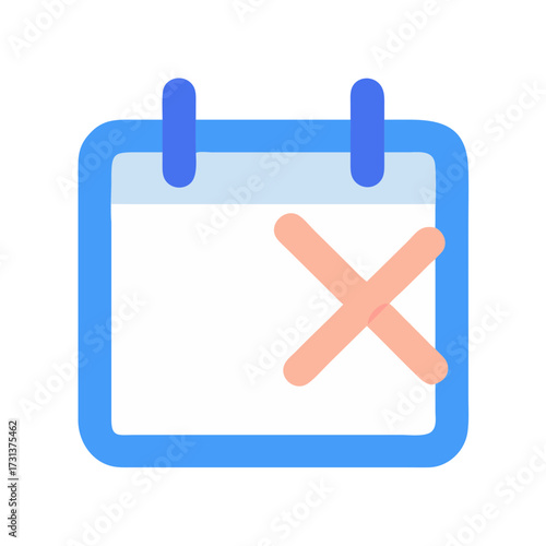 Simple calendar icon with cancelled appointment mark on dark background