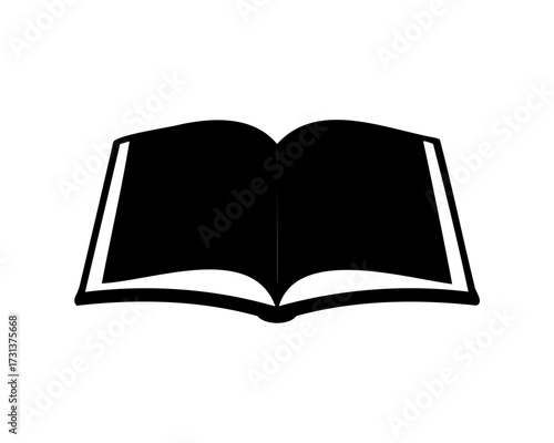 Black silhouette of an open book symbolizing knowledge and learning experiences