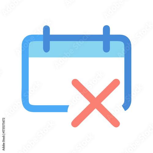 Appointment cancellation icon on black background with red cross