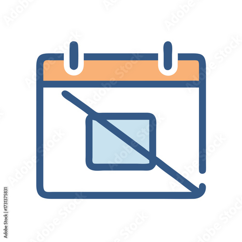 Canceled calendar appointment icon in flat style design