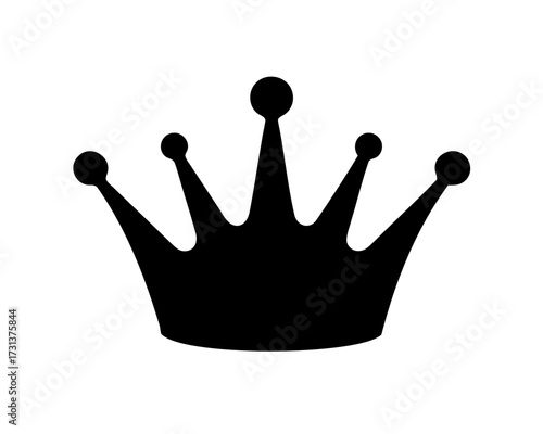 Silhouette of a five point crown with spherical elements on white