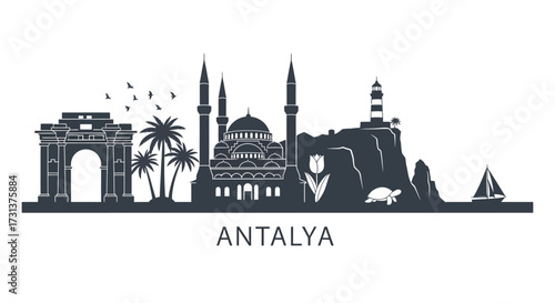 Antalya Skyline Silhouette