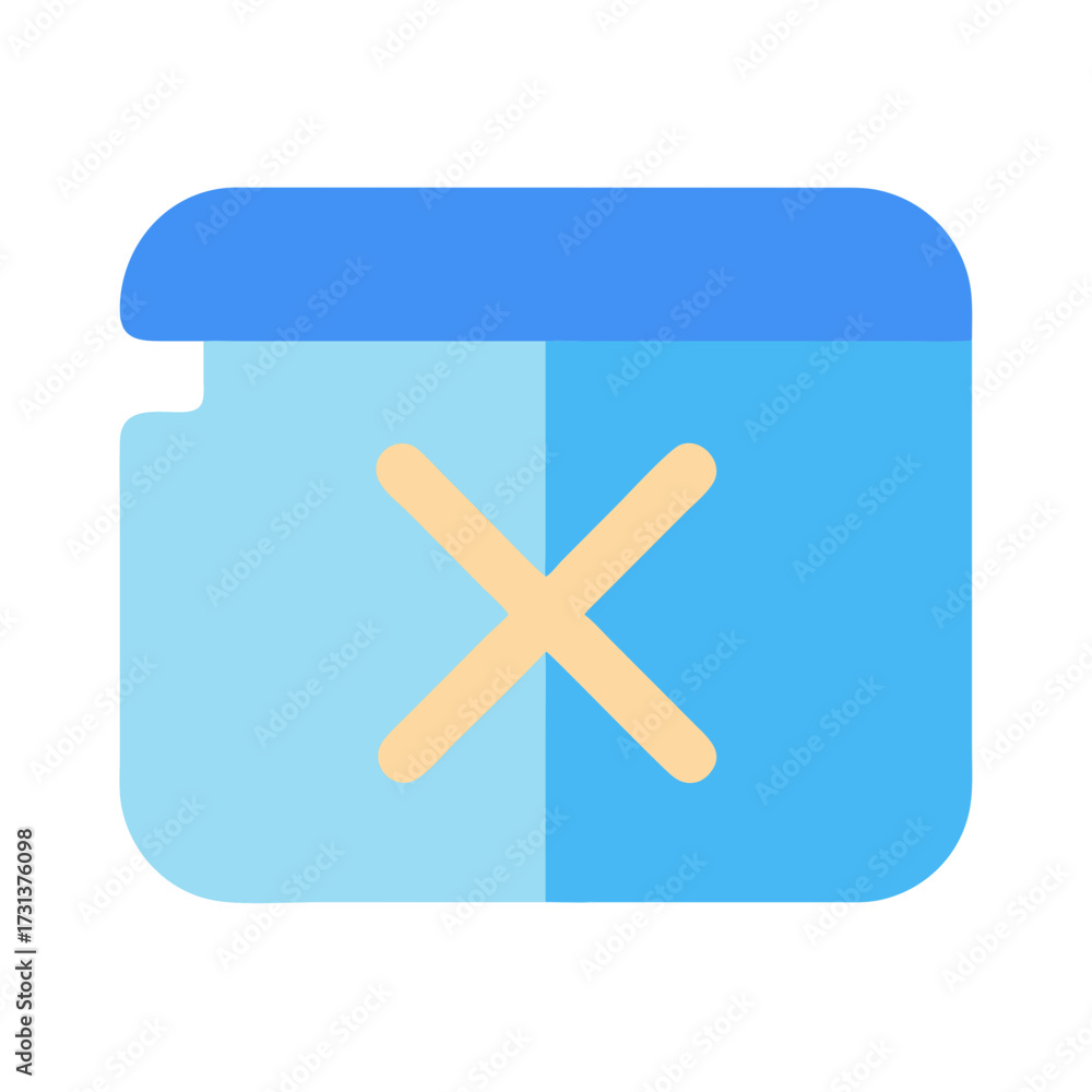 Obraz premium Blue calendar icon with cancel sign on dark background