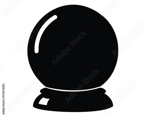 Simple vector illustration of a black fortune teller crystal ball