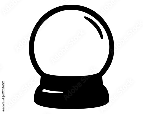 Simple vector illustration of a black and white fortune teller crystal ball