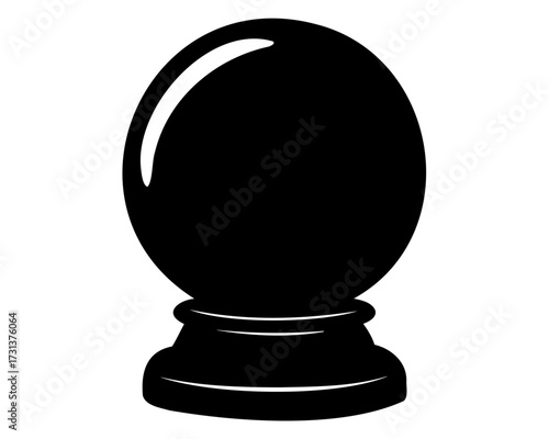 Monochromatic Fortune Teller's Crystal Ball with Reflective Highlight on a Base