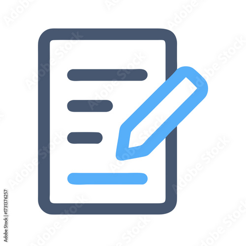 Blue stylized document and pencil for digital signing concept