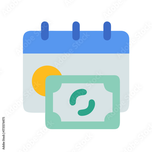 Financial calendar icon displaying money due date reminder graphic