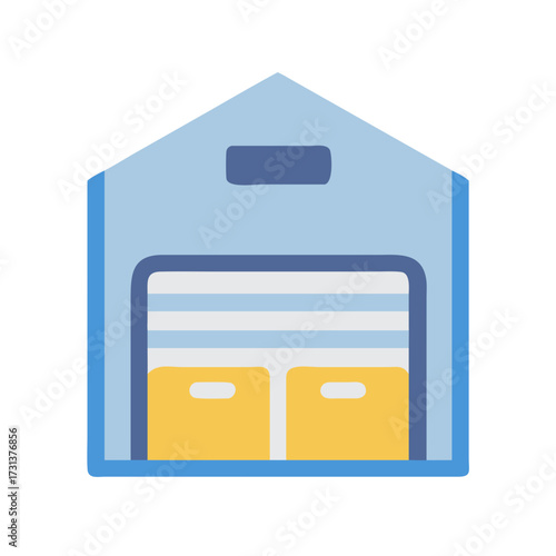 Blue storage unit with yellow containers against black backdrop