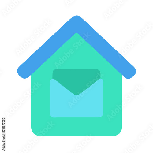 Stylized house icon with envelope; home message delivery service