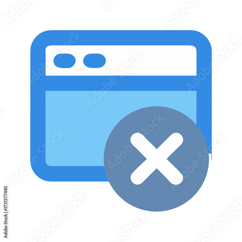 Browser window with a cancellation icon against black backdrop