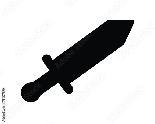 Stylized Silhouette of a Short Sword or Dagger with Rounded Handle