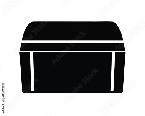 Stylized black container with rounded top and vertical leg supports illustration