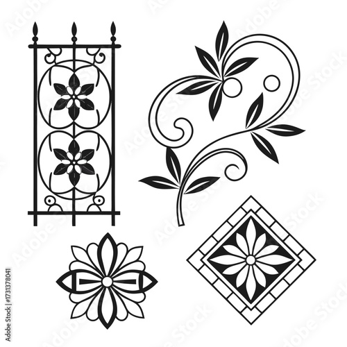 Ornamental Panels & Floral Motifs – Decorative Line Set