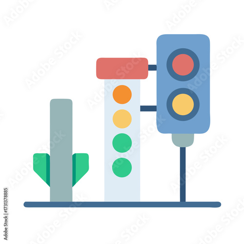 Graphic traffic lights on black background simple style design