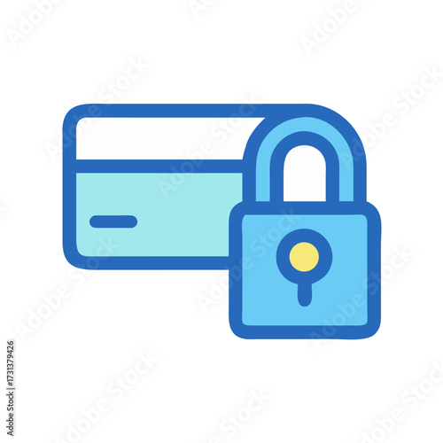 Secure online payment icon with credit card and padlock