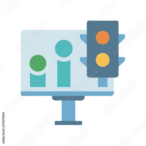 Stock chart traffic lights representing different business analysis levels