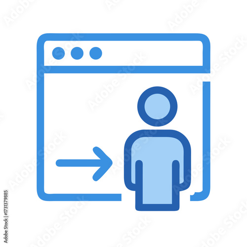 User login icon within browser window in blue tones