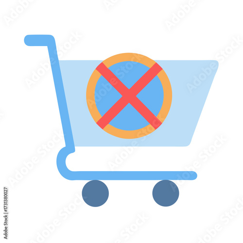No Shopping: Shopping cart symbol with prohibition sign