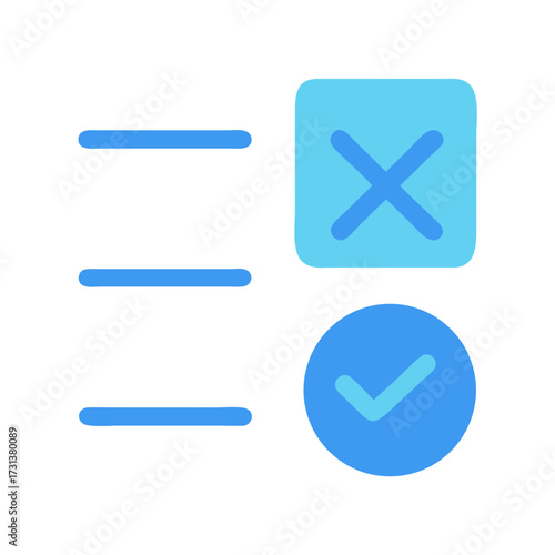 Checklist icon with checkmark and cross on black background