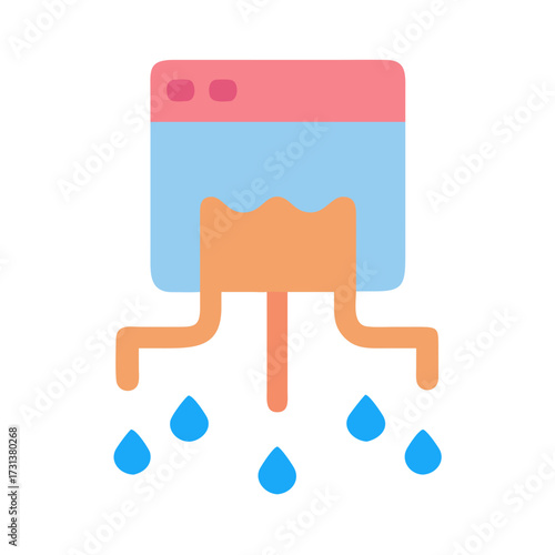 Leaking device with multiple water drops icon design