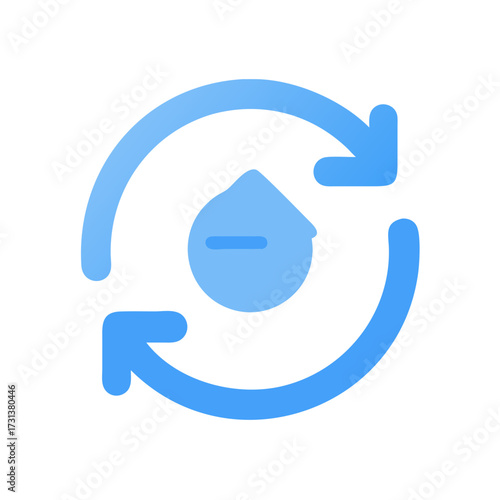 Blue recycle water droplet symbol on a black background