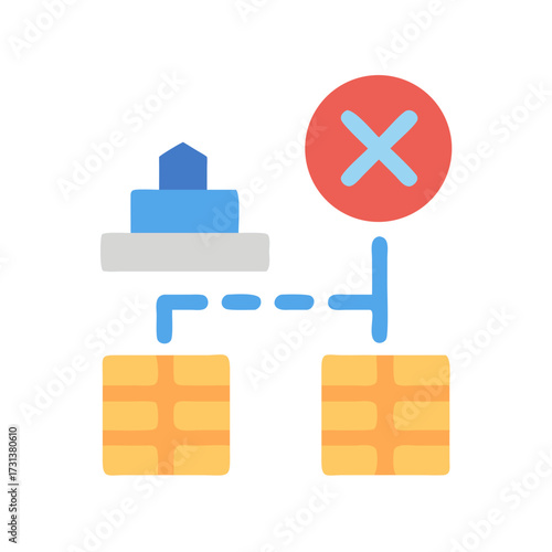 Failed connection illustration with network server and brick wall