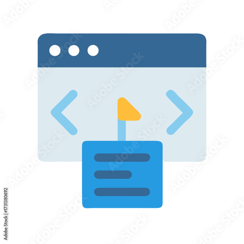 Simple flat illustration representing website coding and development process