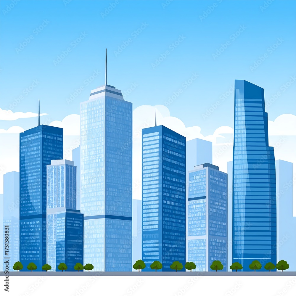 Fototapeta premium City skyline illustration with modern skyscrapers