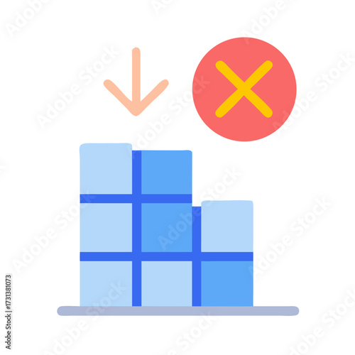 Declining graph and cross mark on black background