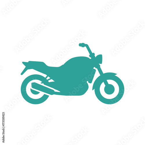 Teal motorcycle silhouette on a white background.