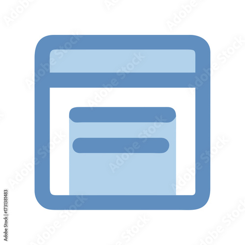 Abstract blue icon of organizing data inside a frame