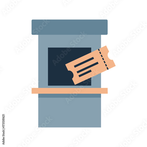 Ticket booth with a ticket being dispensed.